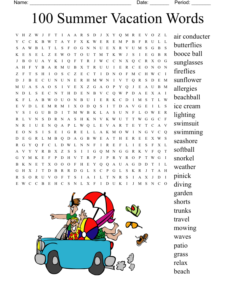 100 Word Printable Word Searches