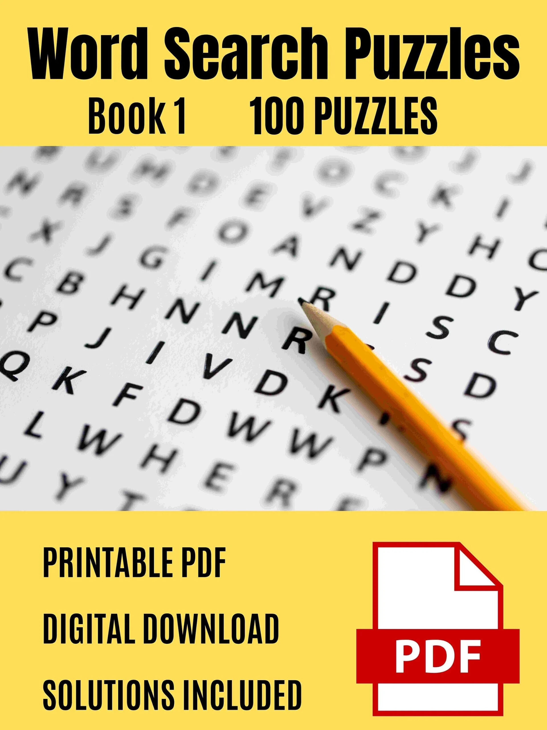 100 Word Search Puzzles With Solutions Book 1 Instant Digital Download Custom Word Find Family Word Search Classroom Word Search Puzzles Etsy