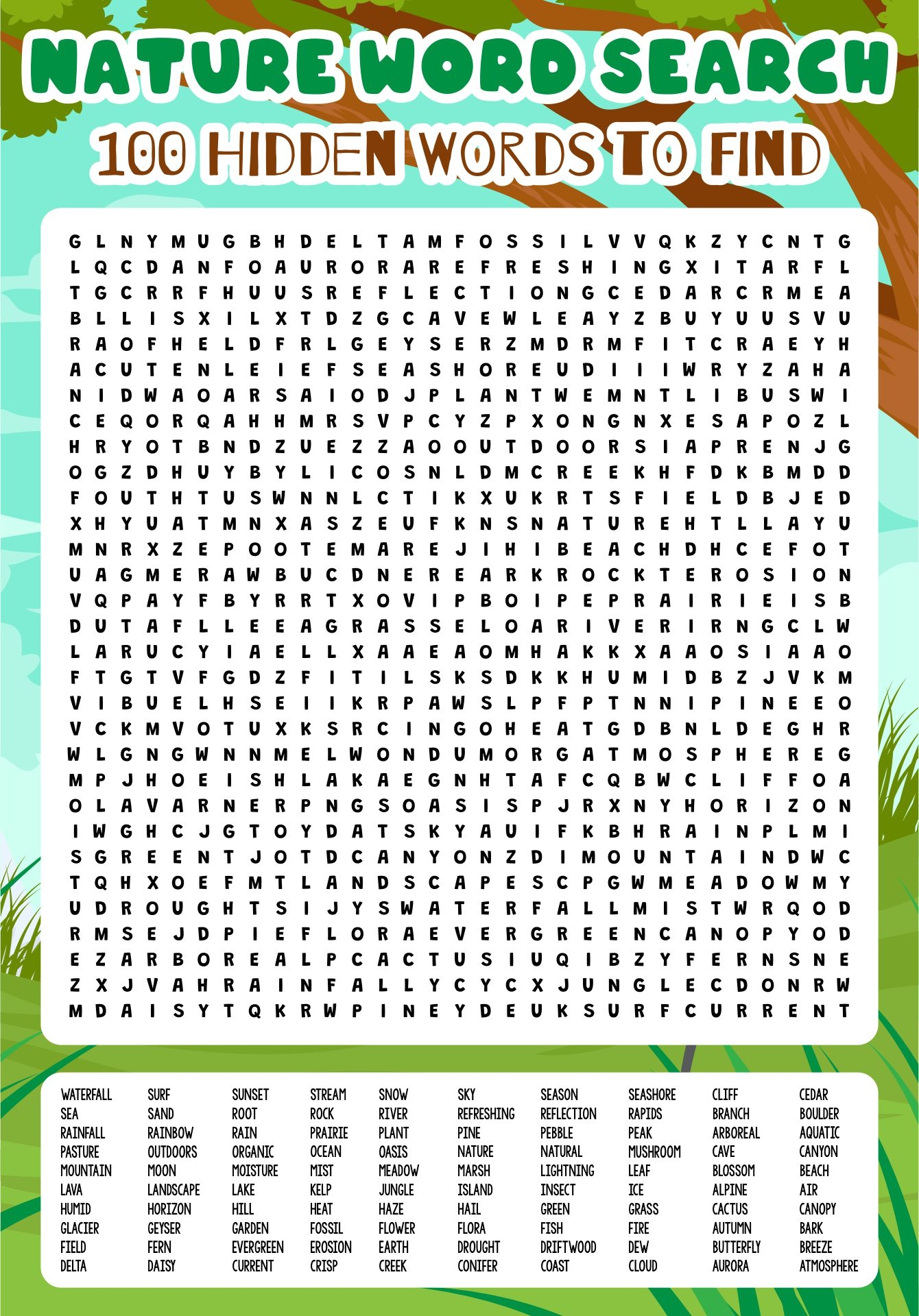 100 Word Printable Word Searches For Seniors
