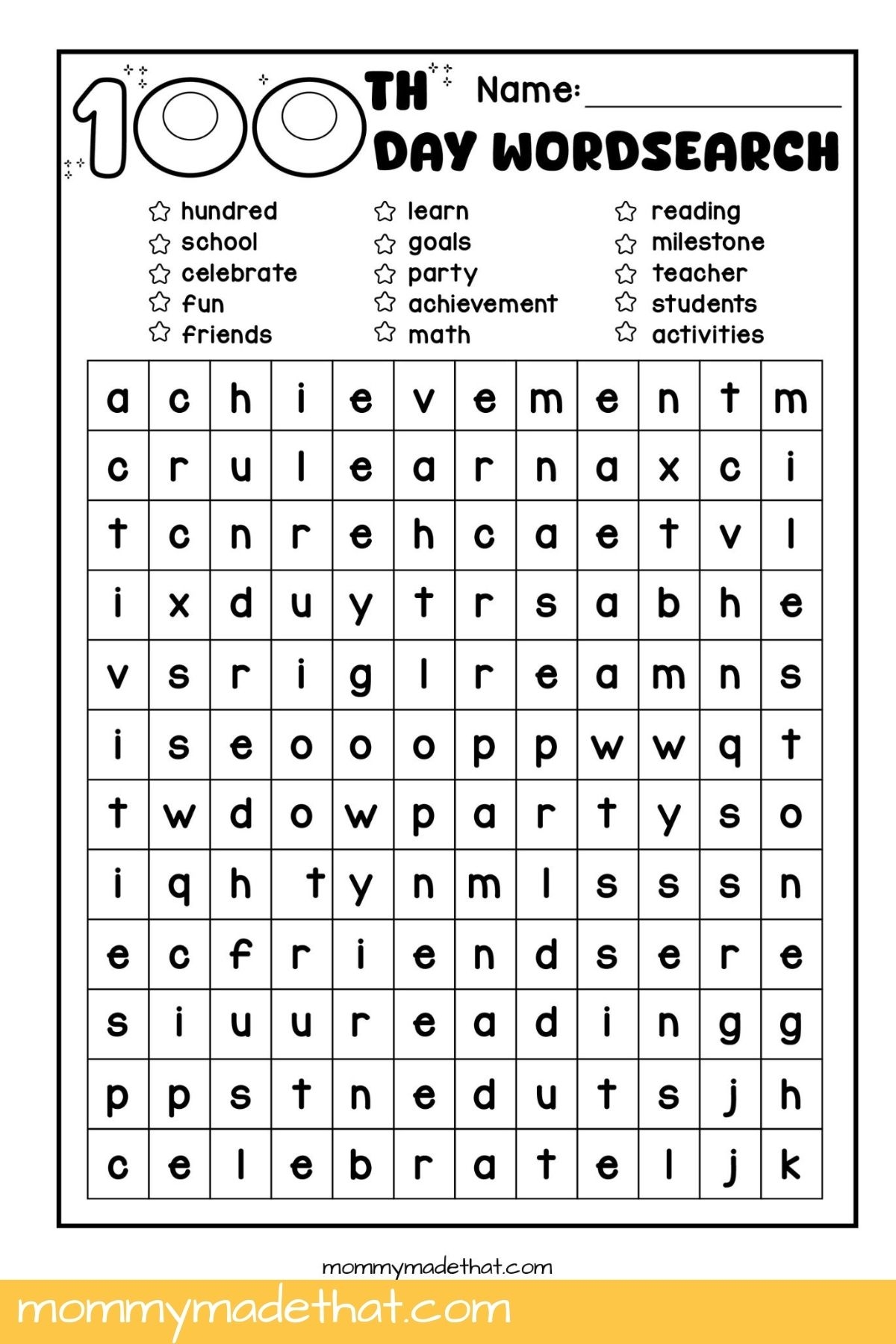 Educational Word Search Printable