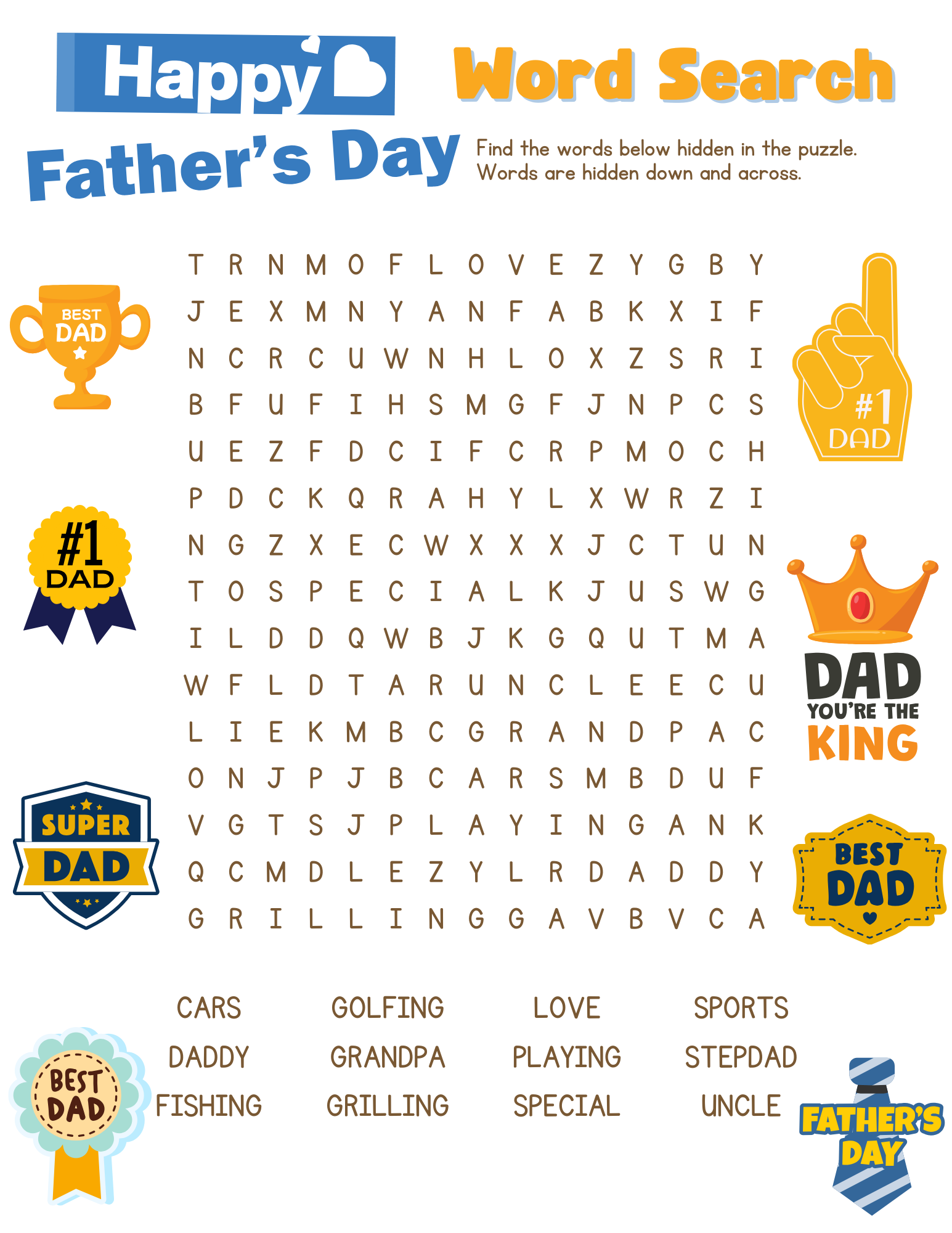 Father's Day Word Search Puzzle Father's Day Word Search Puzzle