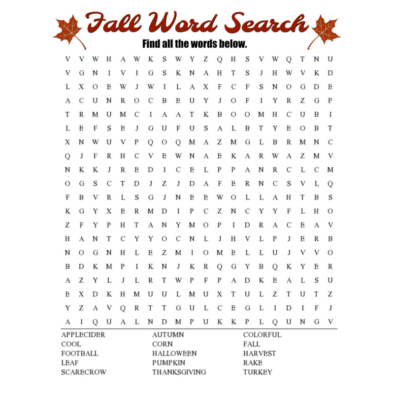 25 free printable word searches