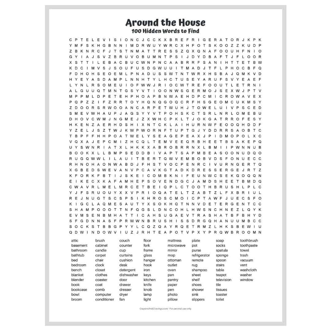 25 free printable word searches