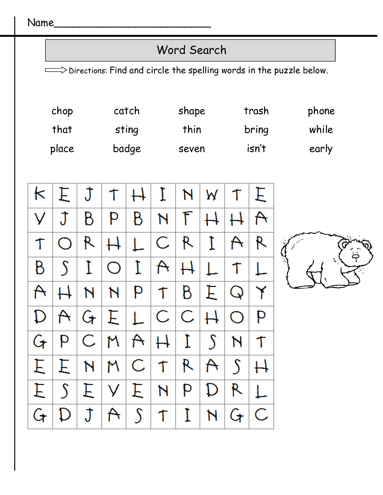 2nd Grade Word Search Printable