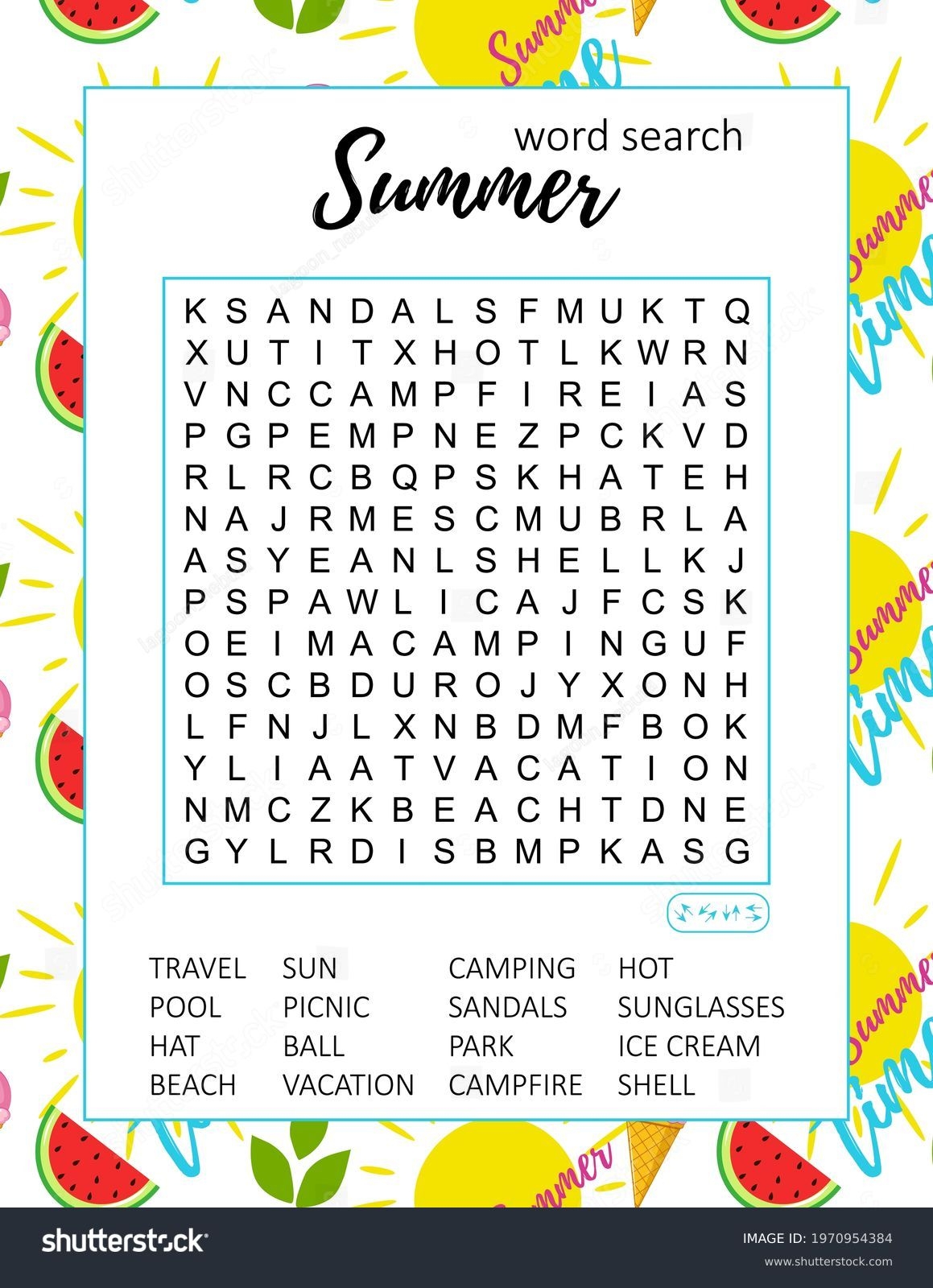 3 Hundred Kids Word Search Summer Royalty Free Images Stock 