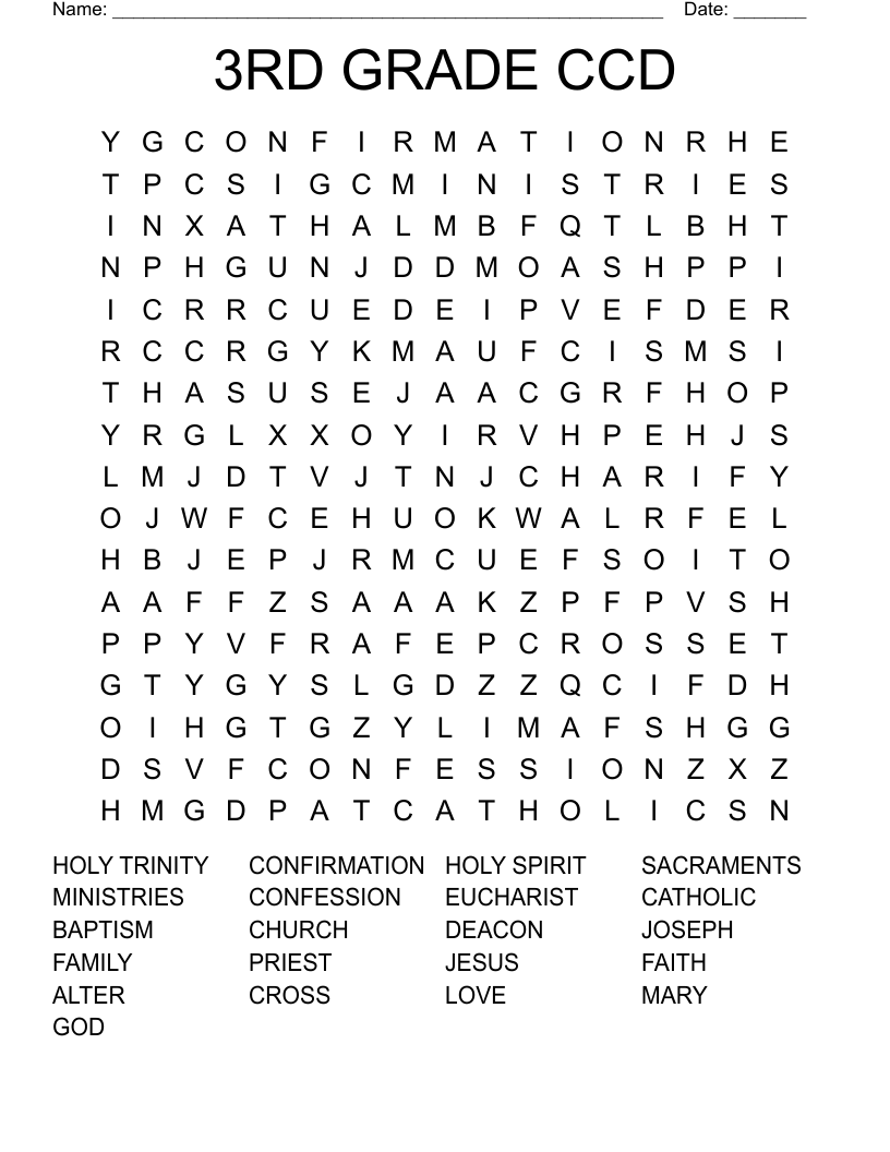 3rd Grade Word Search Printable