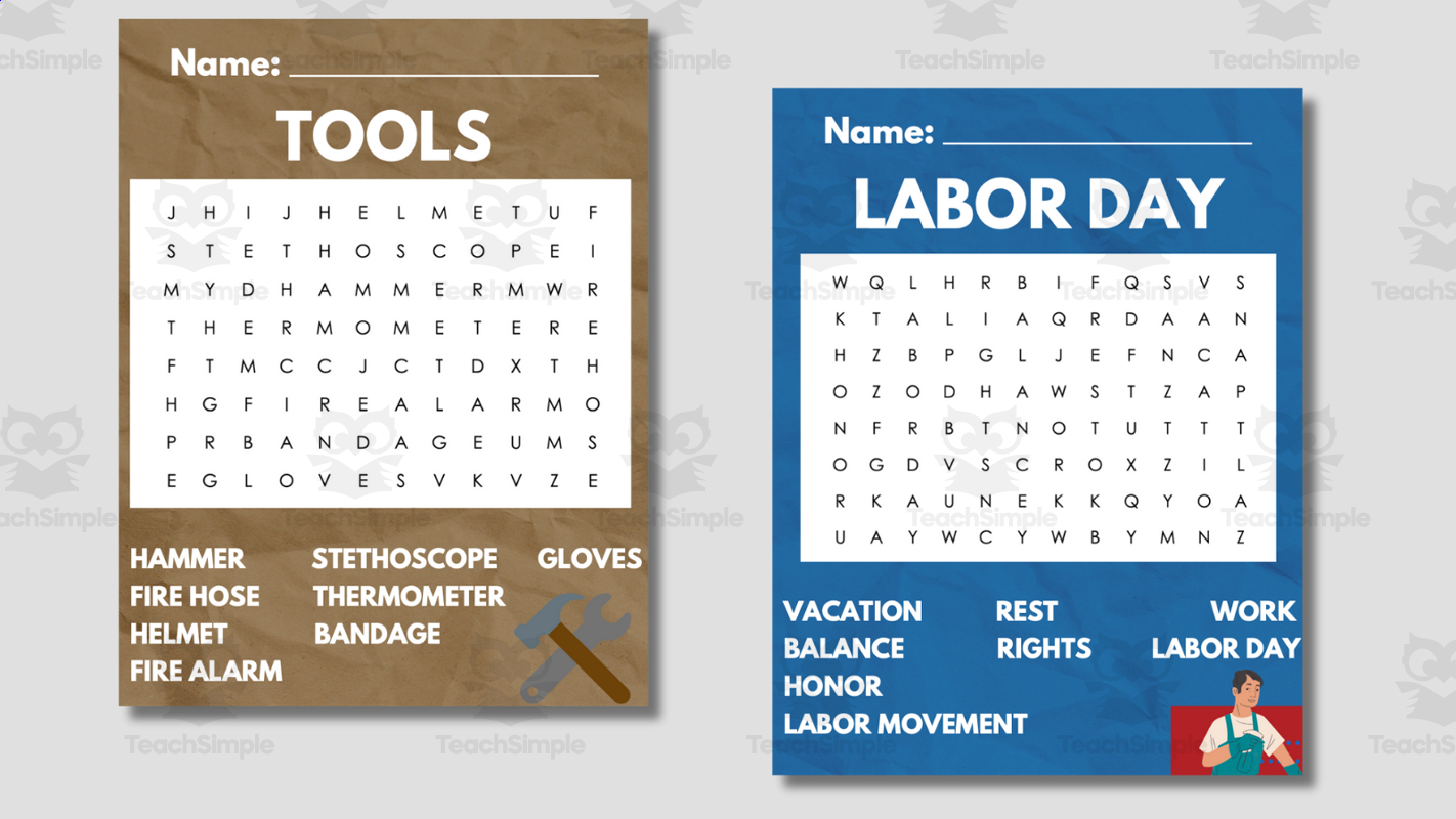 4 Printable Labor Day Word Search Activity By Teach Simple