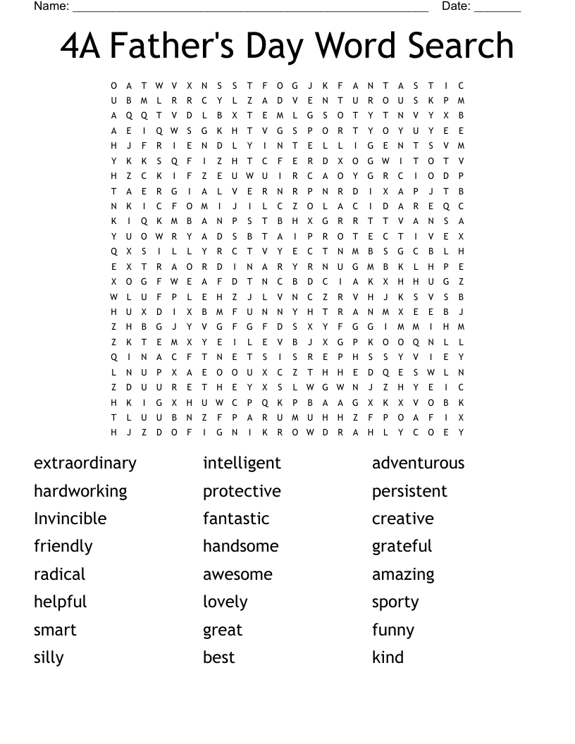 4A Father s Day Word Search WordMint 4A Father s Day Word Search WordMint
