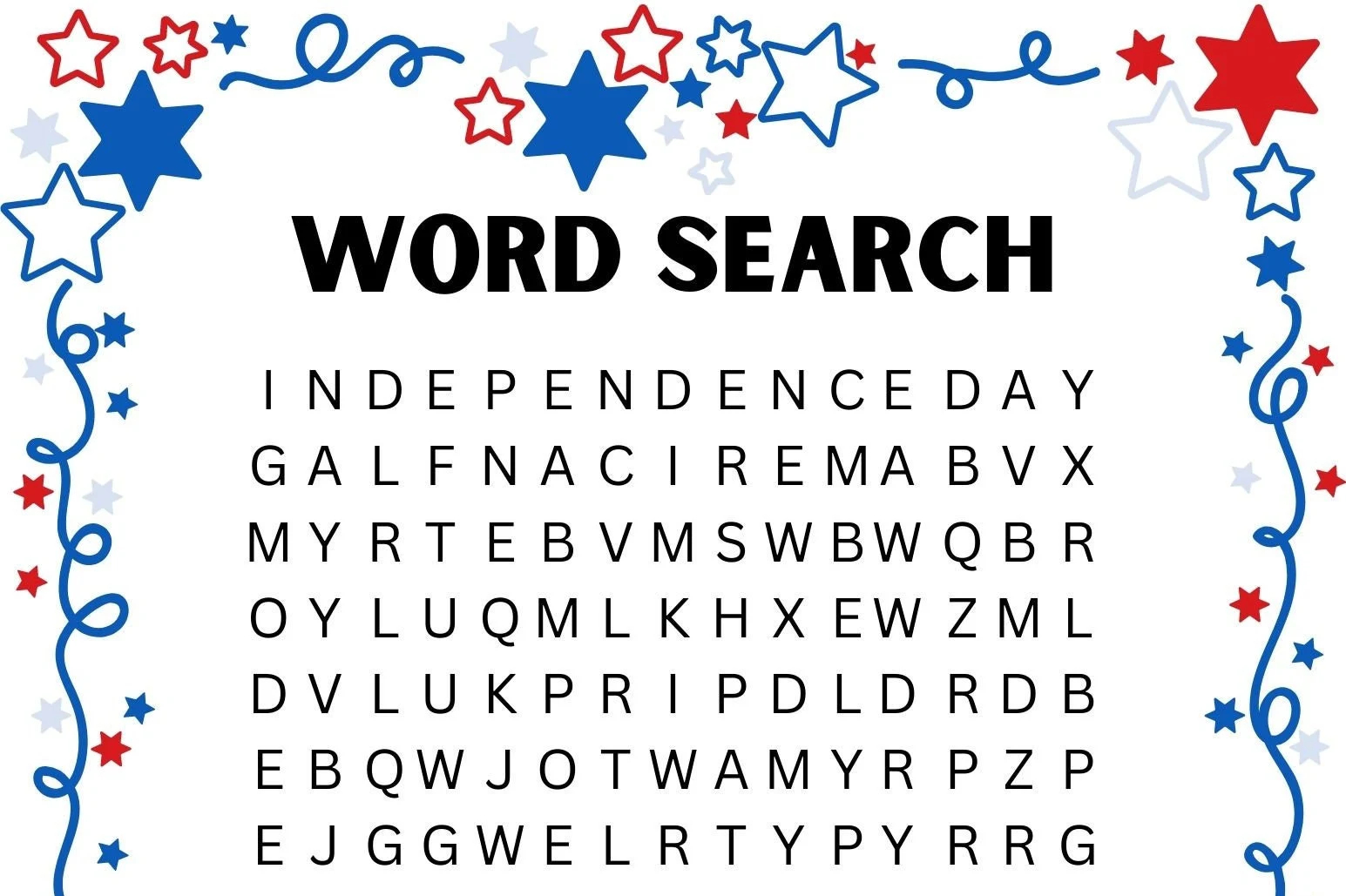4th Of July Word Search Puzzle instant Download Etsy