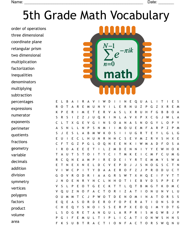 Word Search For Year 5