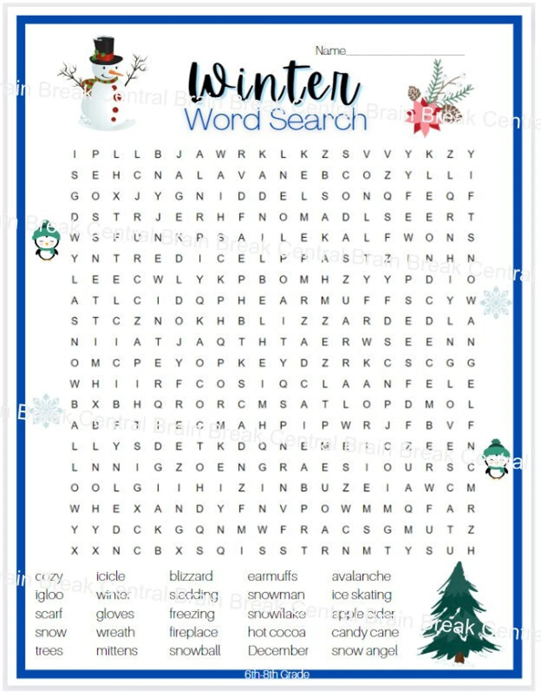 Winter Word Search Printables