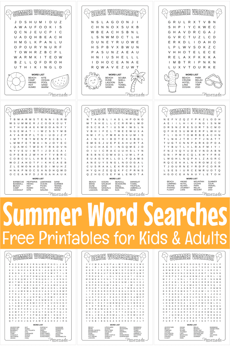 9 Best Free Printable Summer Word Search Puzzles For Kids