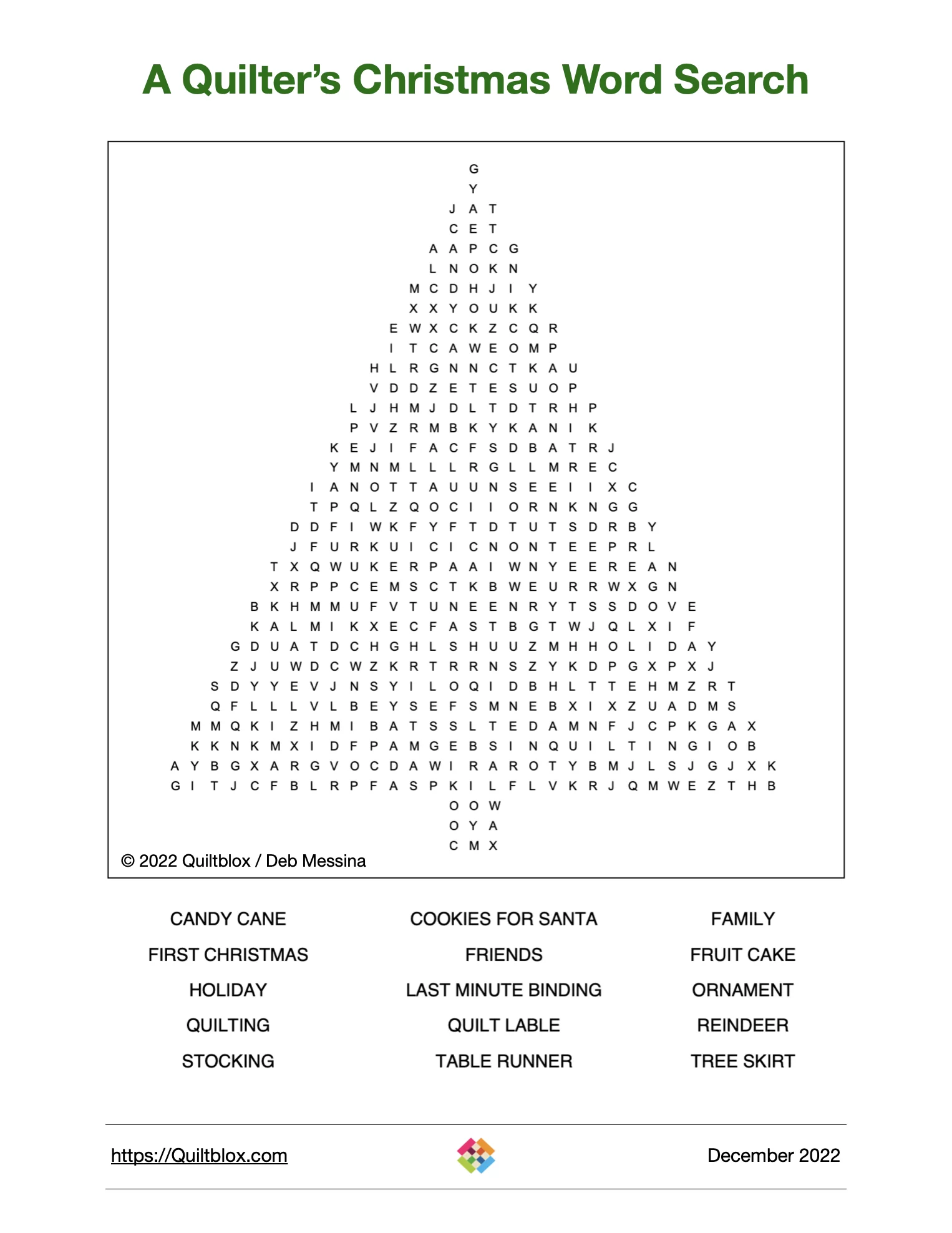 A Quilter s Christmas Word Search Quiltblox