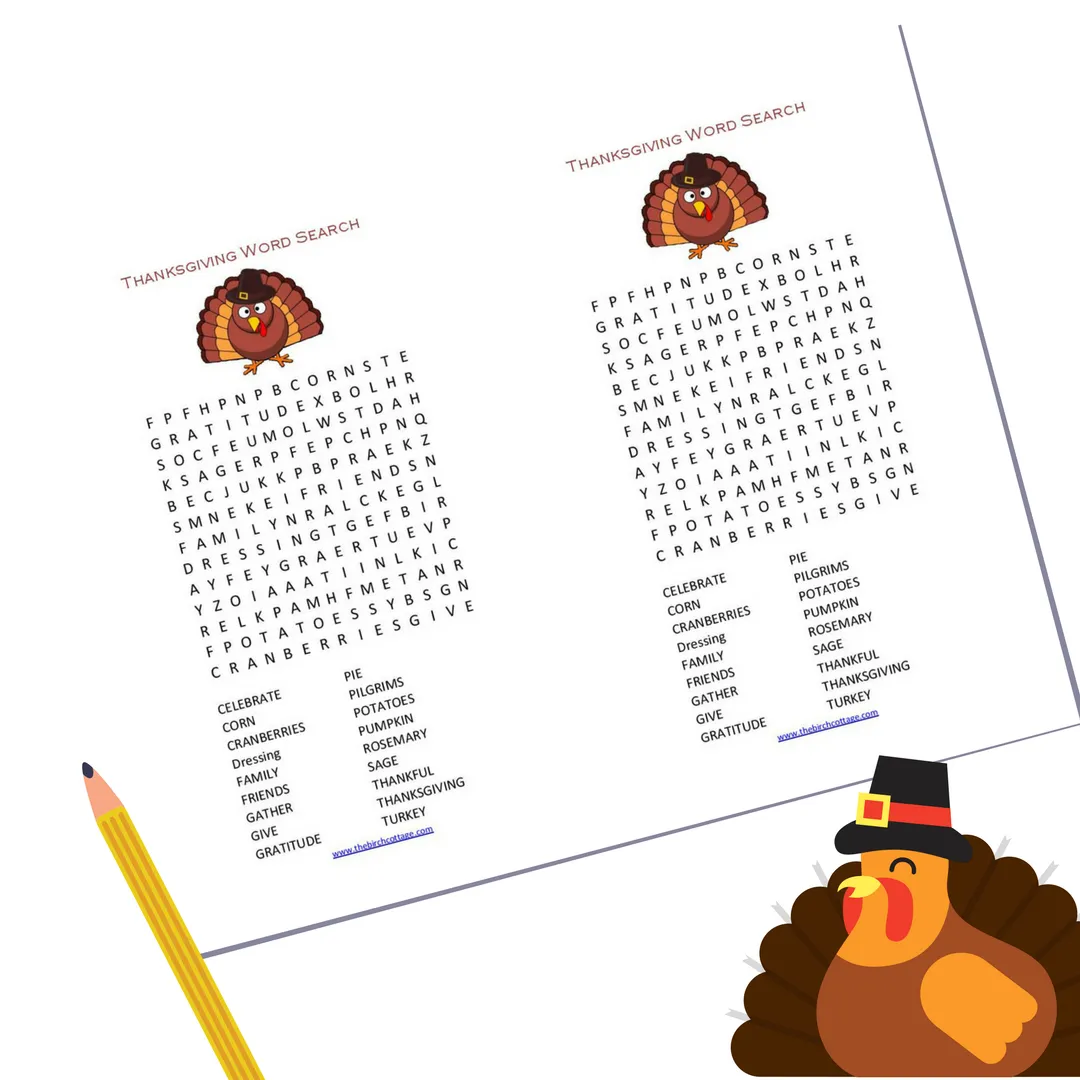 Printable Thanksgiving Word Search Puzzle