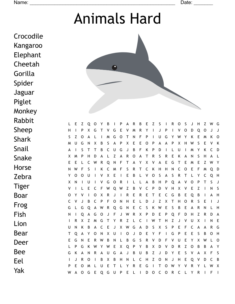 Hard Word Searches Printable