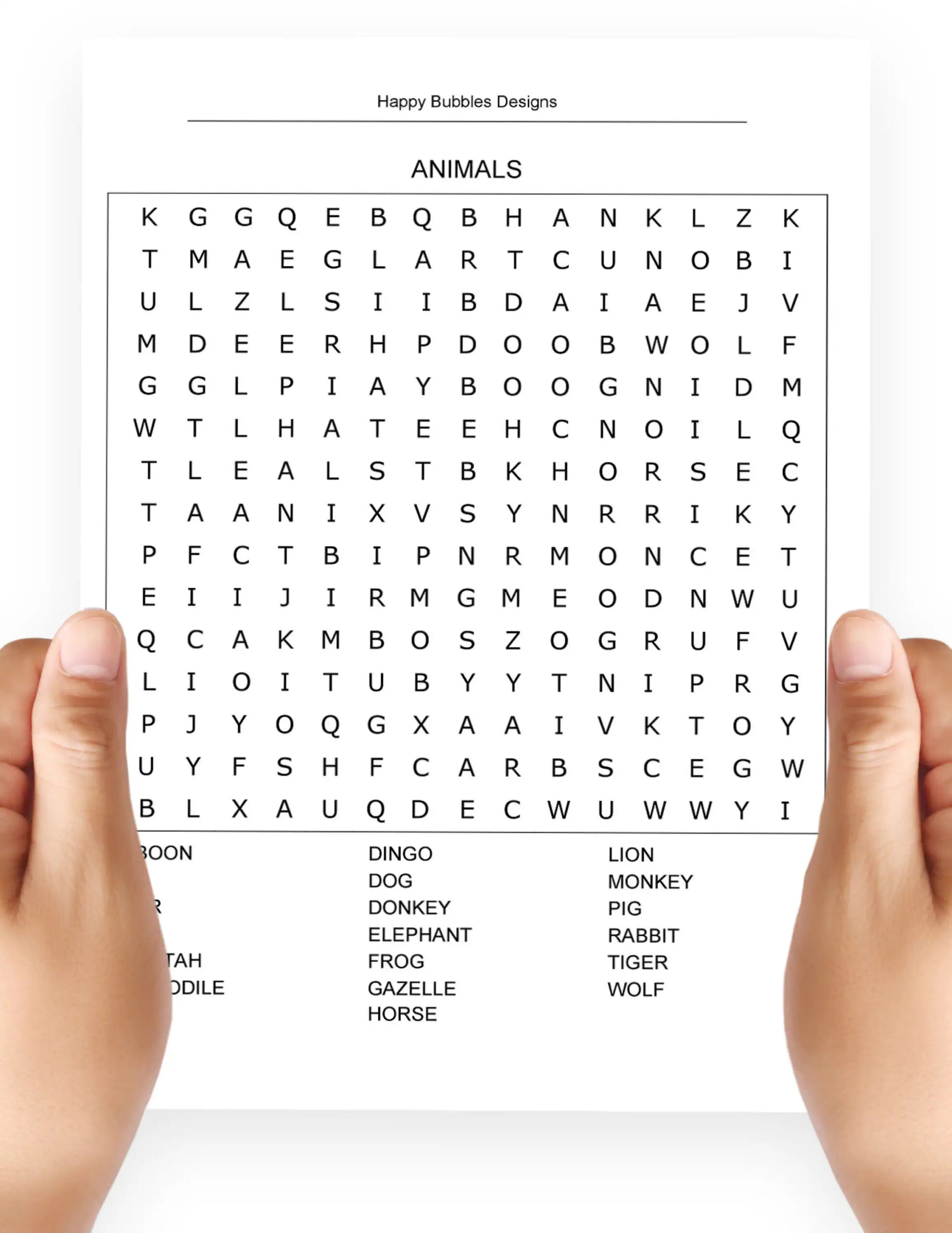 Large Word Search Printable