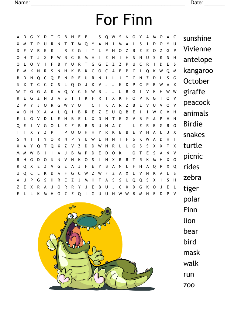 Animals Word Search WordMint Worksheets Library