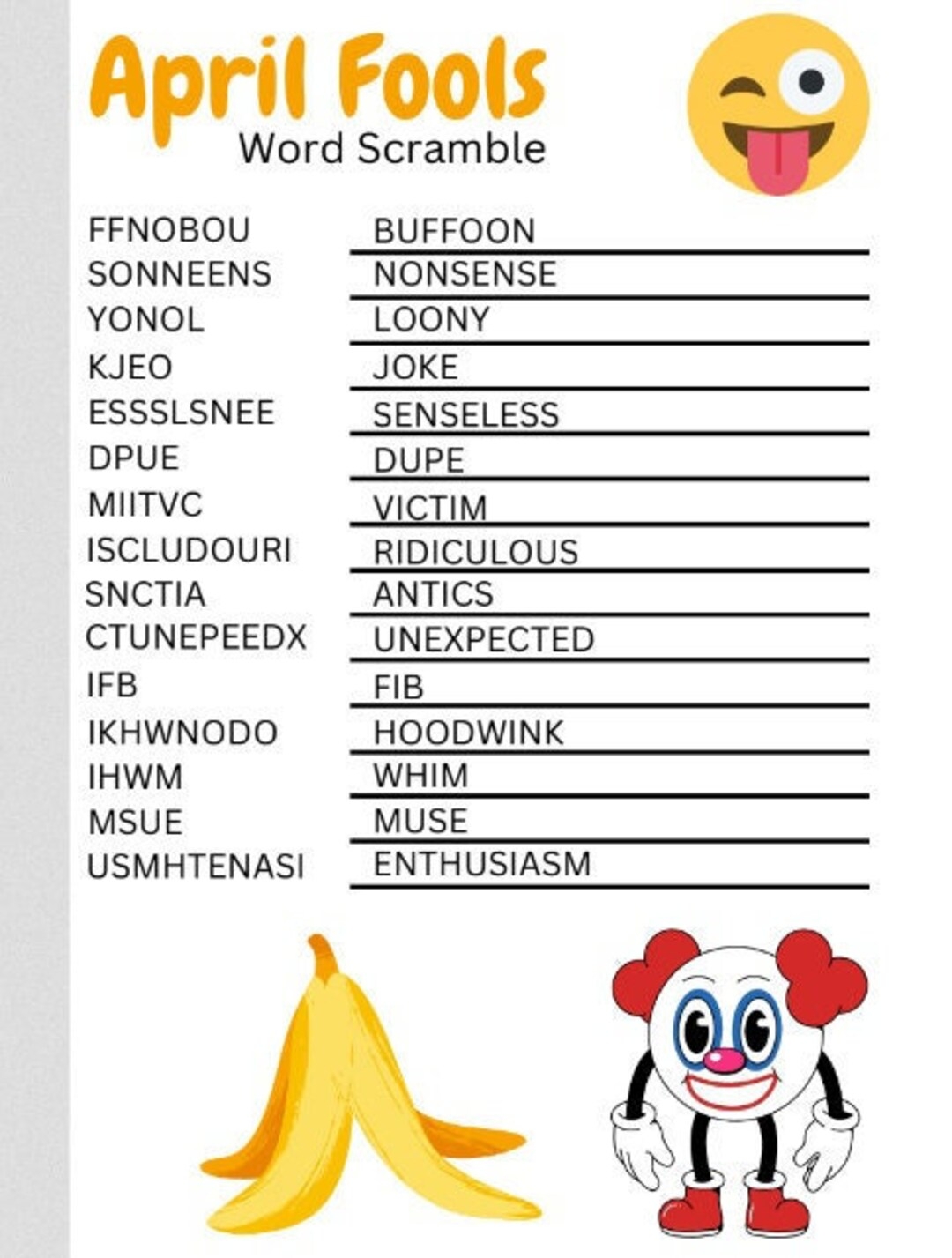 April Fools Day Word Scrambles And Word Searches Printable Activities And Games Etsy April Fools Day Word Scrambles And Word Searches Printable Activities And Games Etsy