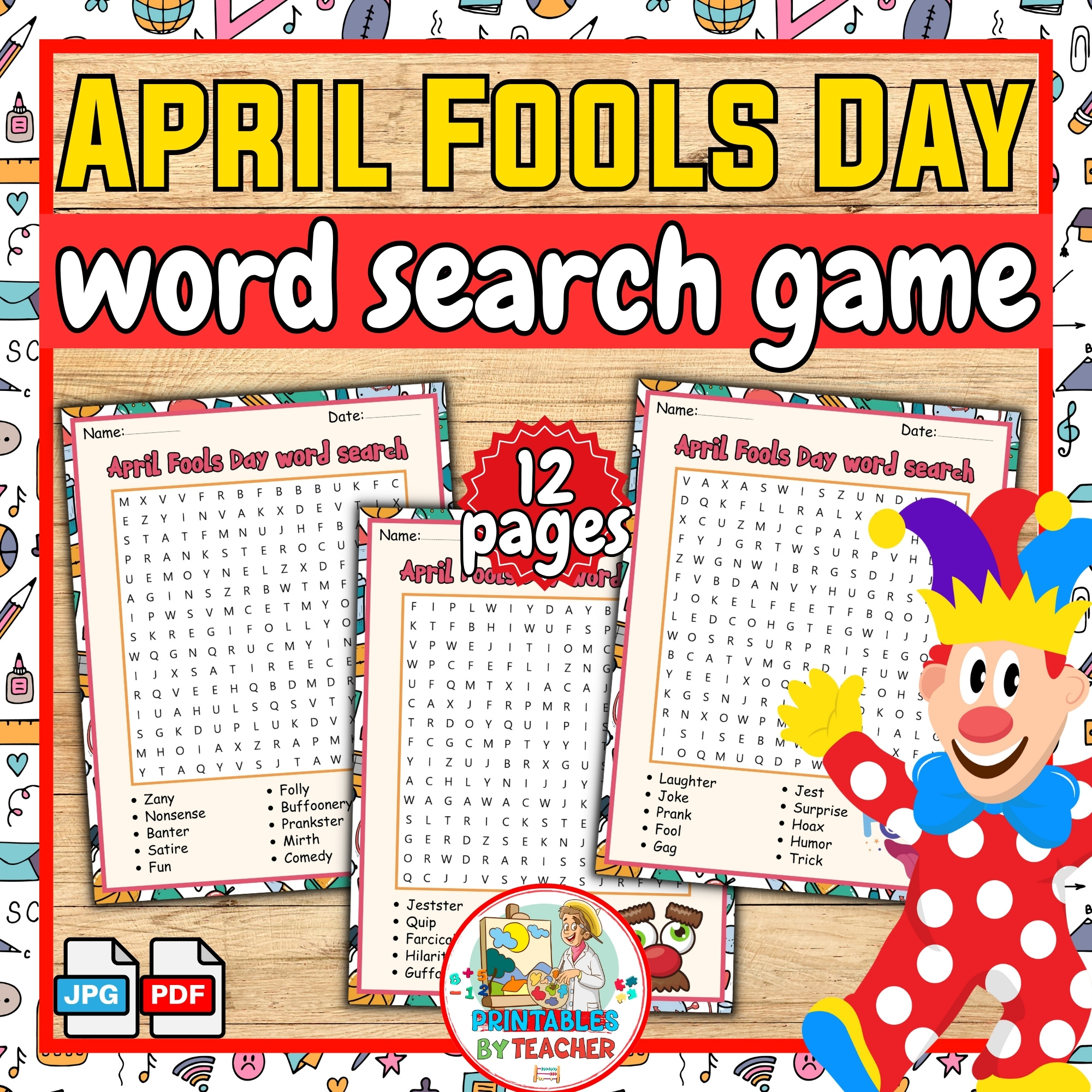 April Fools Day Word Search Game April Fools Day Worksheets April Activities Classful