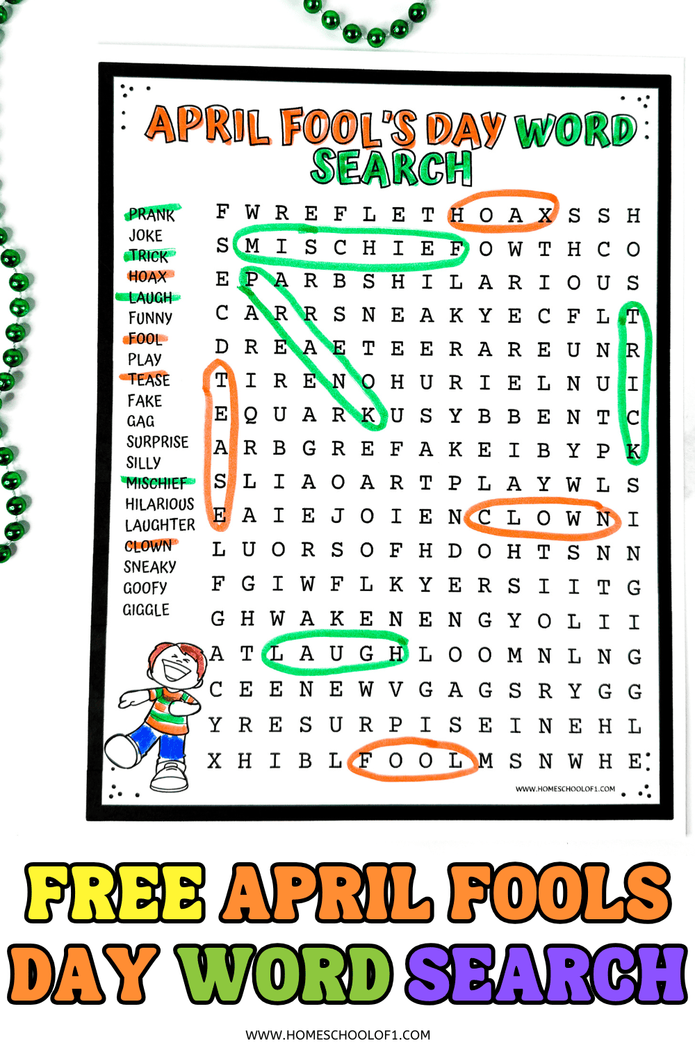 April Fools Day Word Search Printable For Kids