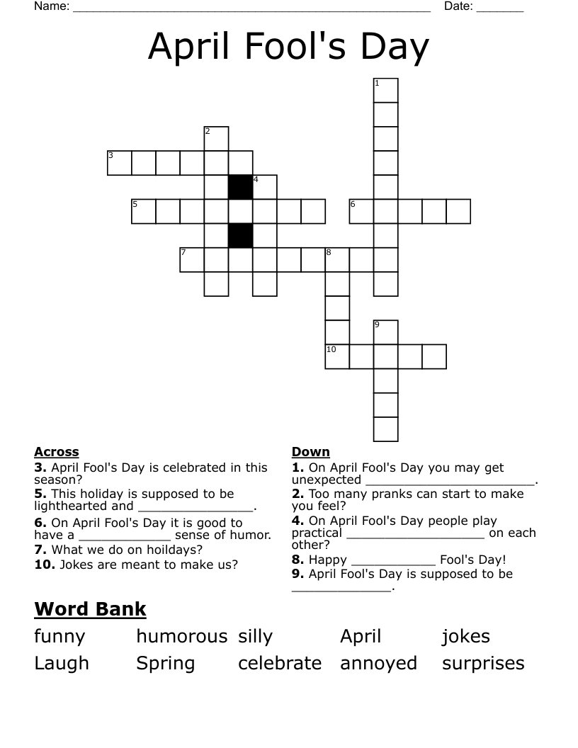 April Fools Day Word Search WordMint April Fools Day Word Search WordMint