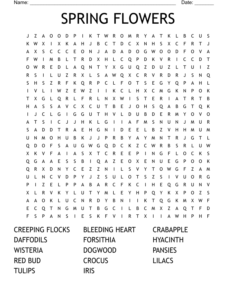 April Showers Word Search Printable