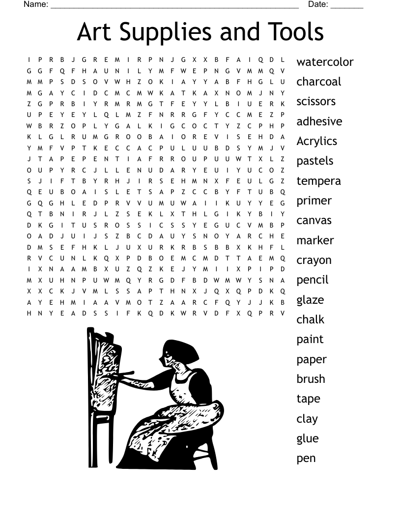 Art Supplies And Tools Word Search WordMint Art Supplies And Tools Word Search WordMint
