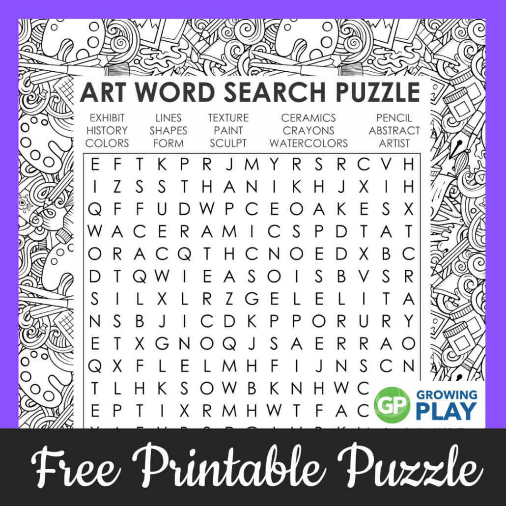 Art Word Search For Kids
