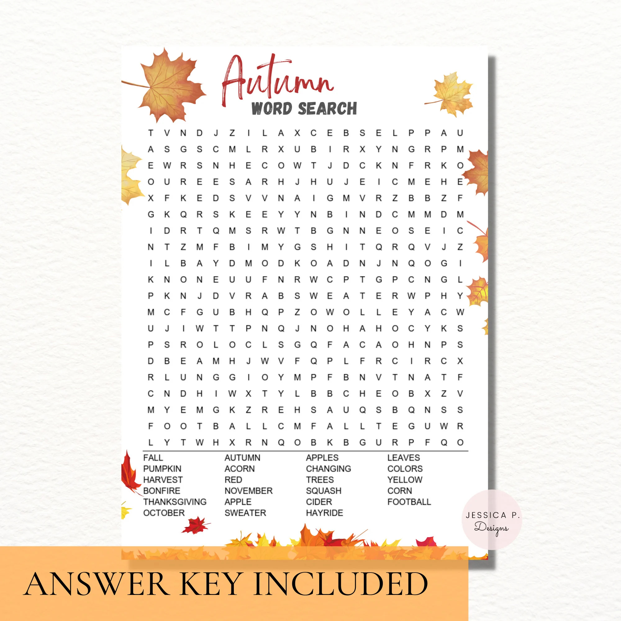 Autumn Fall WORD SEARCH Printable Game Games For Kids Instant Download Printable Autumn Games Etsy