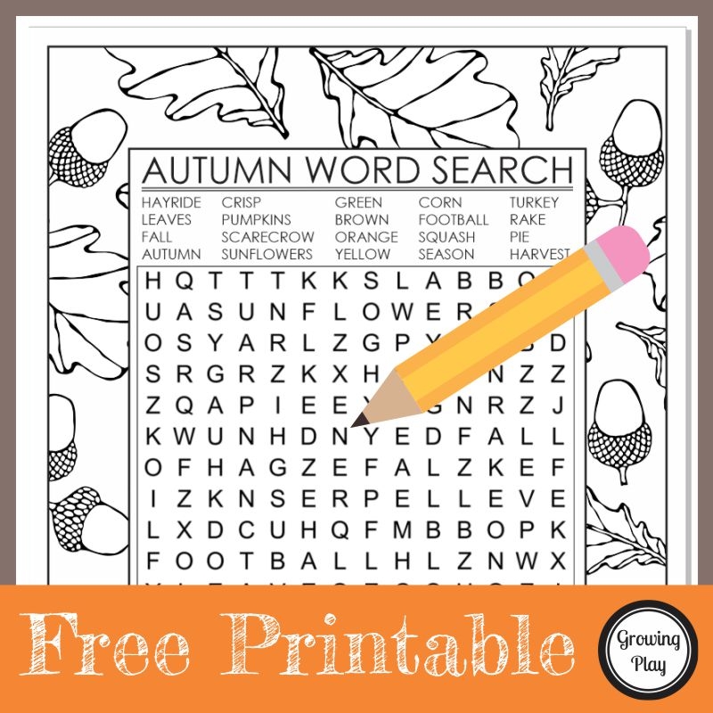 Word Search Autumn Printable