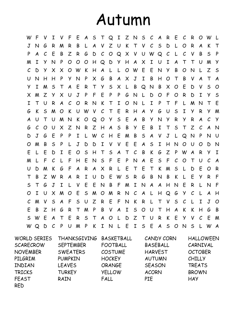 Autumn Word Search WordMint Autumn Word Search WordMint