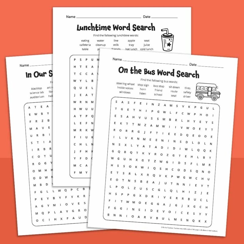 Back to School Word Search Bundle Free Download