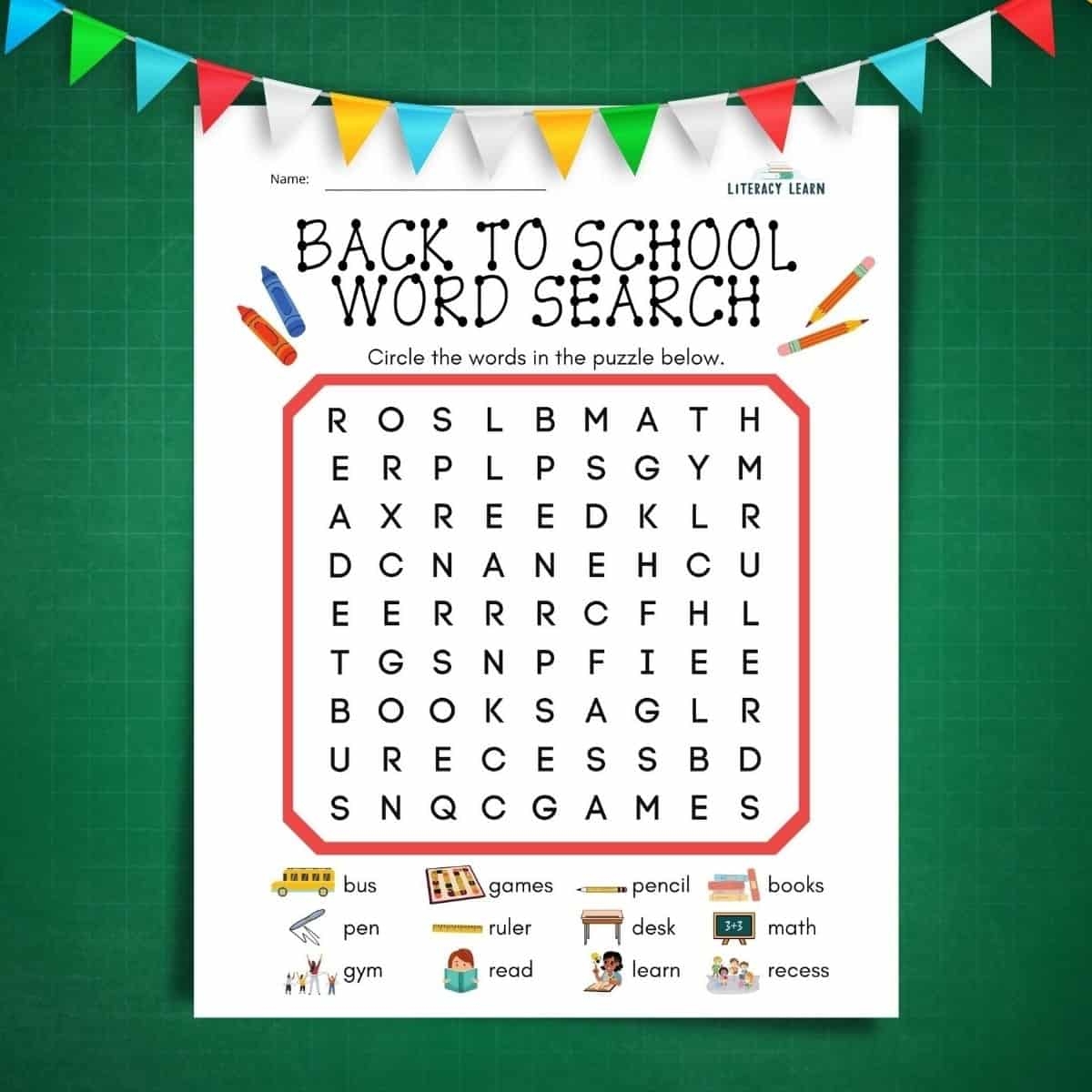back to school word search free printable literacy learn