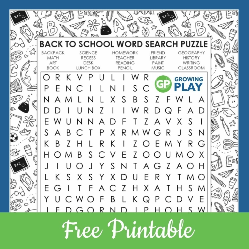 First Day Of School Word Search Printable