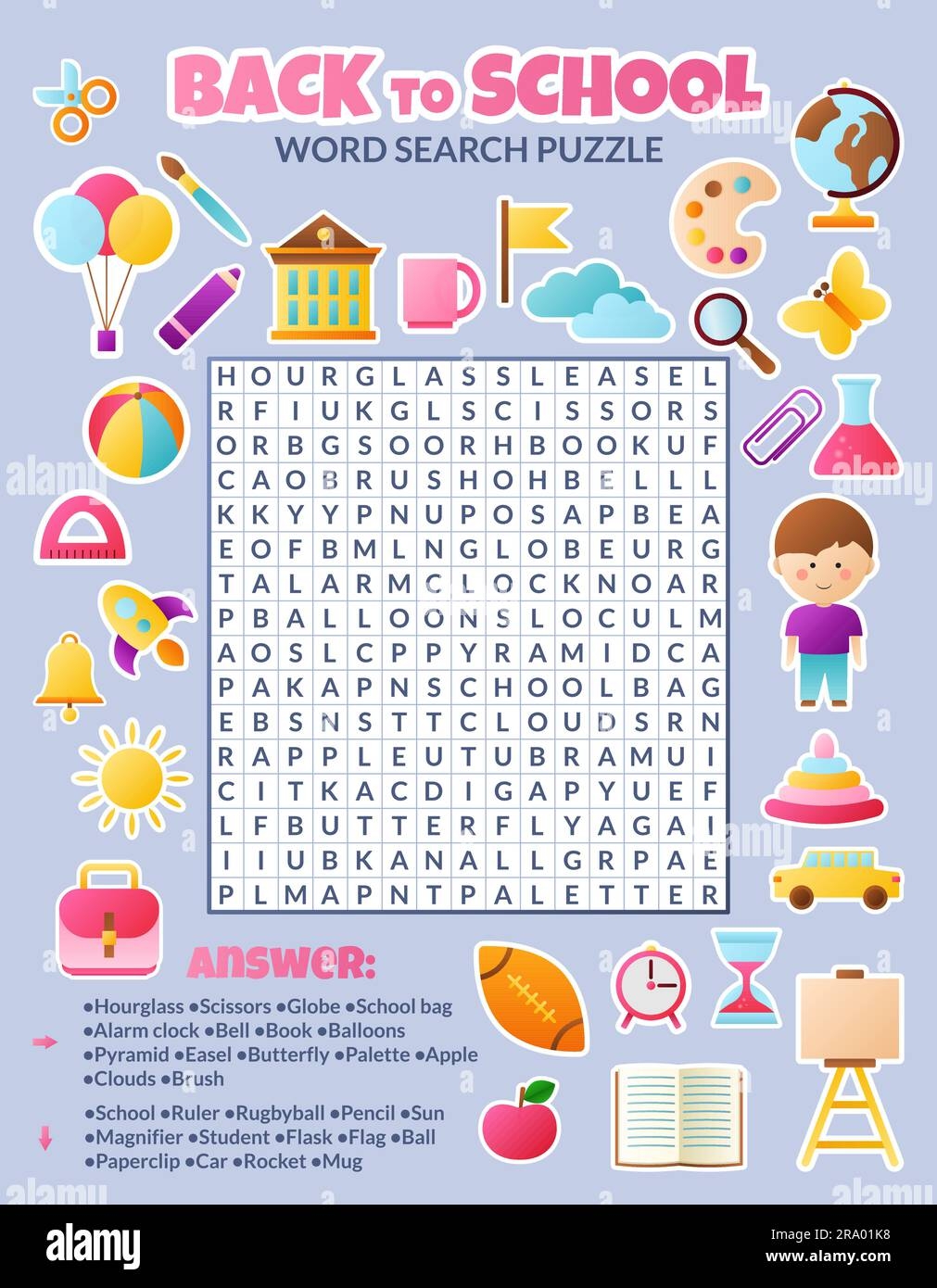 Back To School Word Search Puzzle For Kids Vector Stock Vector Image Art Alamy