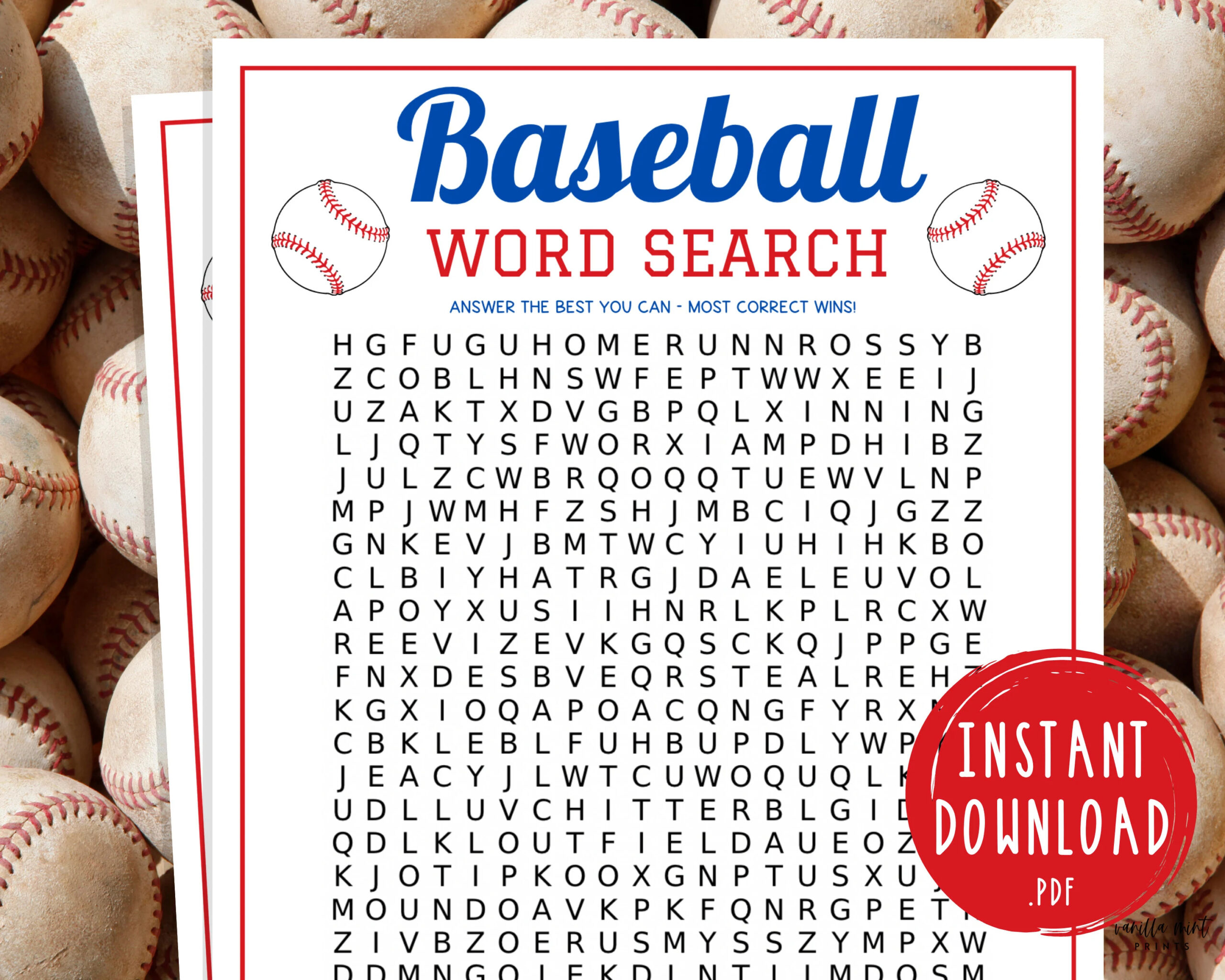 Baseball Word Search Game Printable Baseball Team Party Games MLB Baseball Games For Kids U0026 Adults World Series Activities Birthday Etsy
