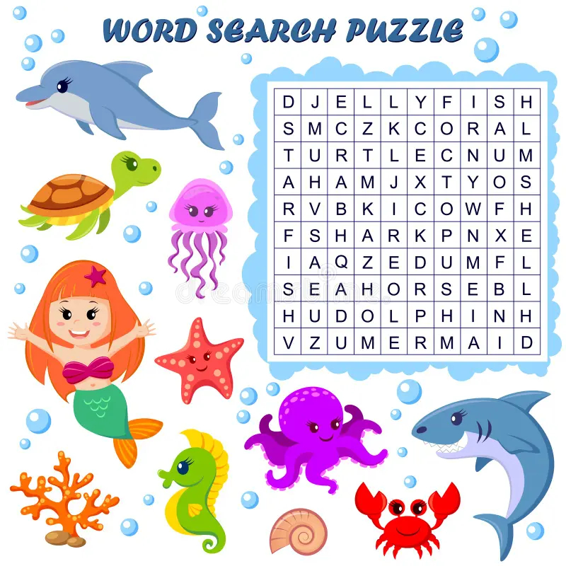 Beach Word Search For Kids