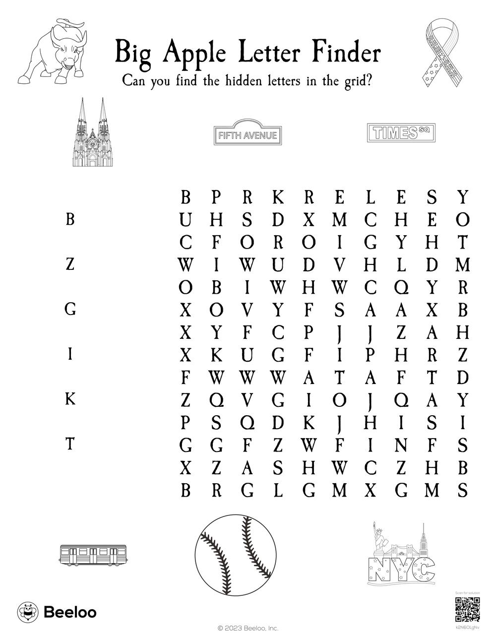 Big Apple Letter Finder Beeloo Printable Crafts And Activities For Kids