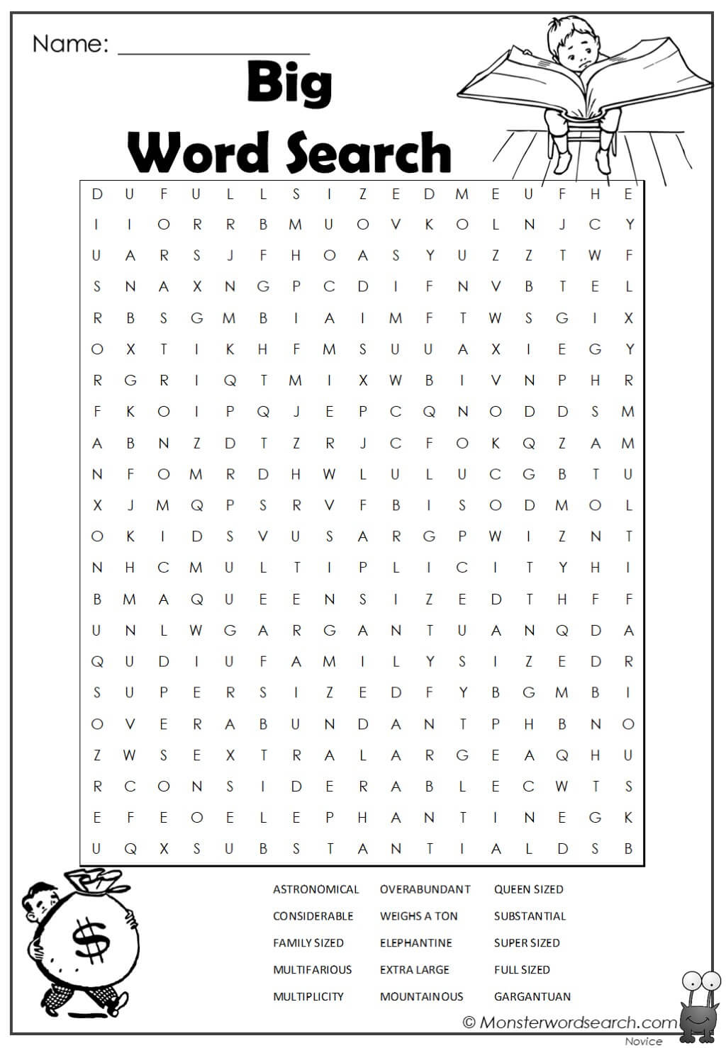 big word search monster word search