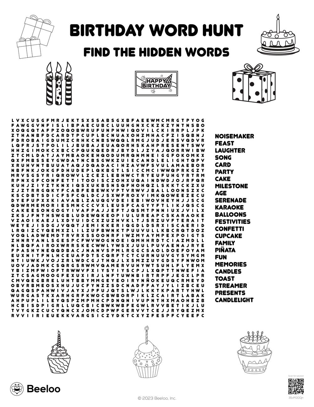 Birthday themed Word Searches Beeloo Printable Crafts And Activities For Kids