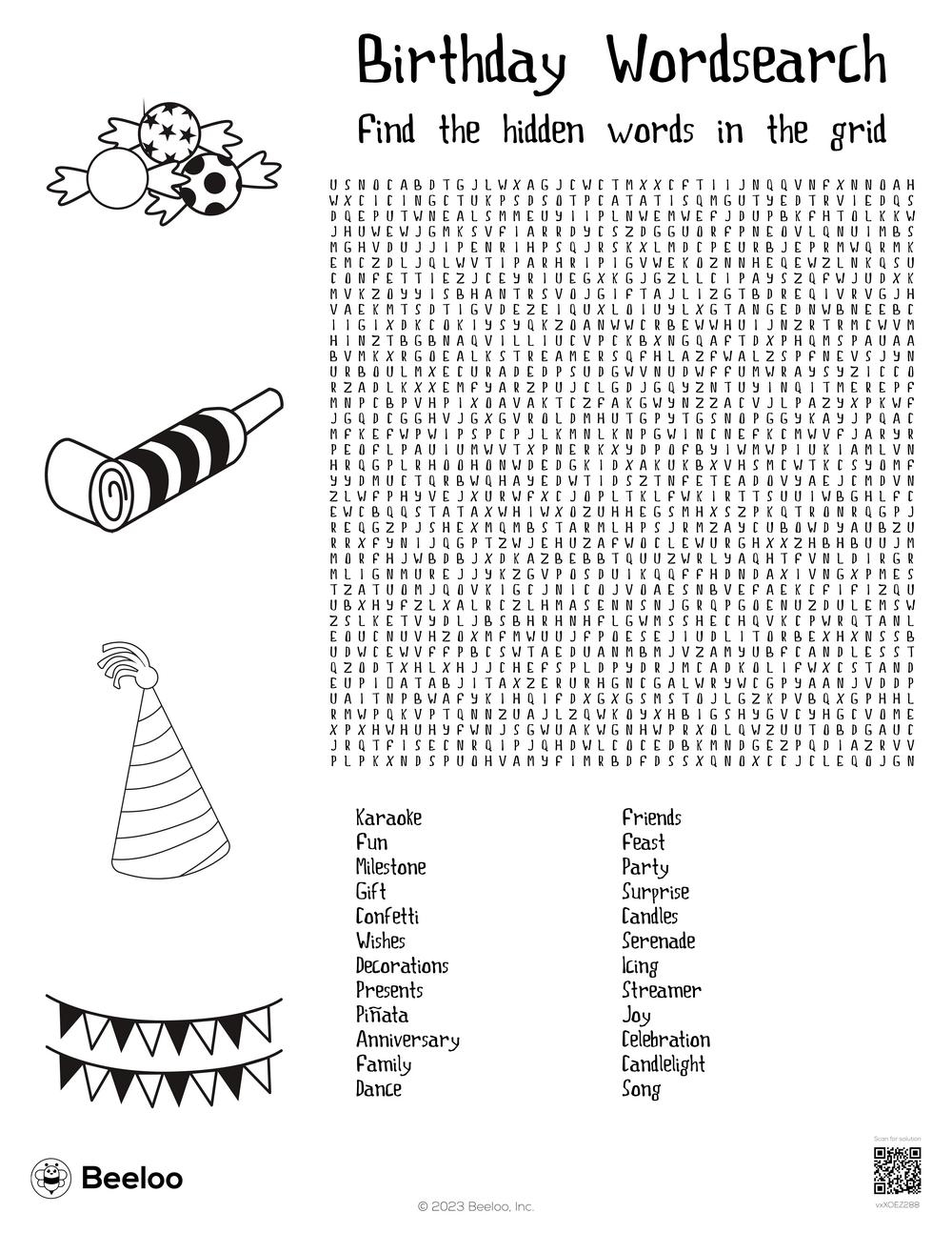 Free Printable Birthday Word Search Puzzles