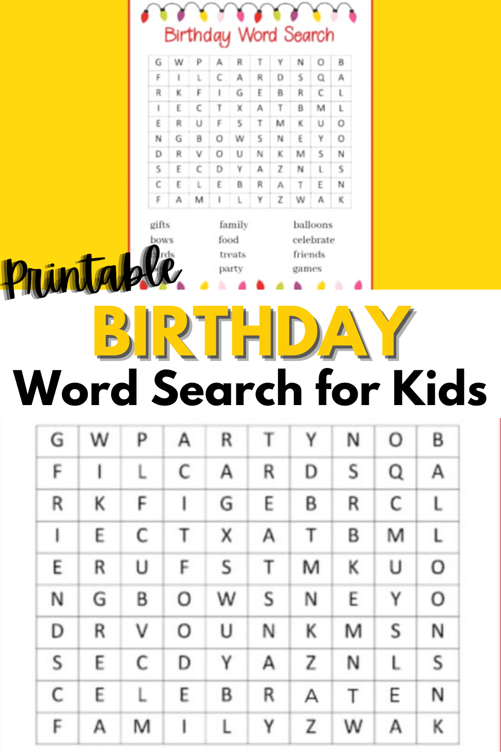 Birthday Word Search Printable Adult