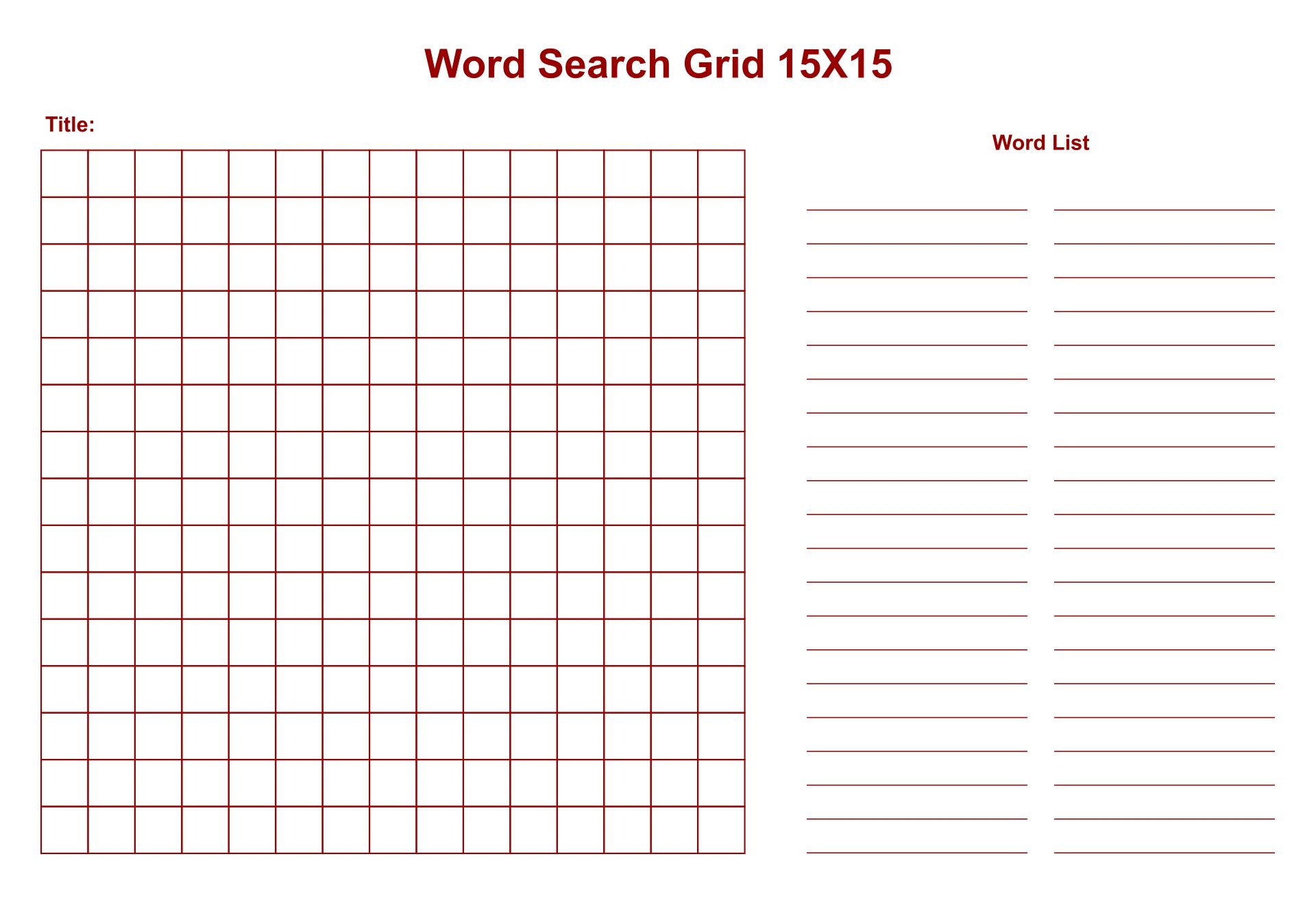 Free Printable Blank Word Search Template