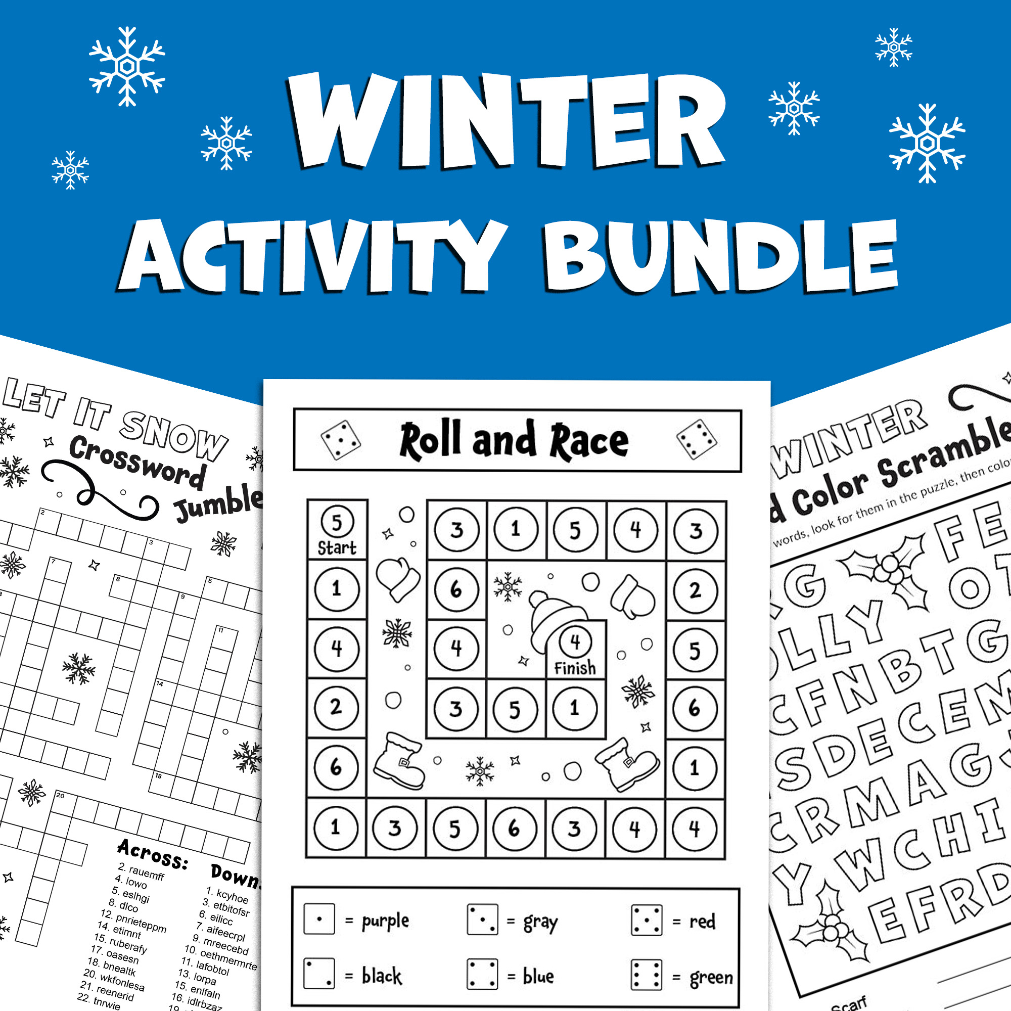 BUNDLE Winter Word Games Word Search Word Scramble Crossword Puzzle Coloring Activity Made By Teachers