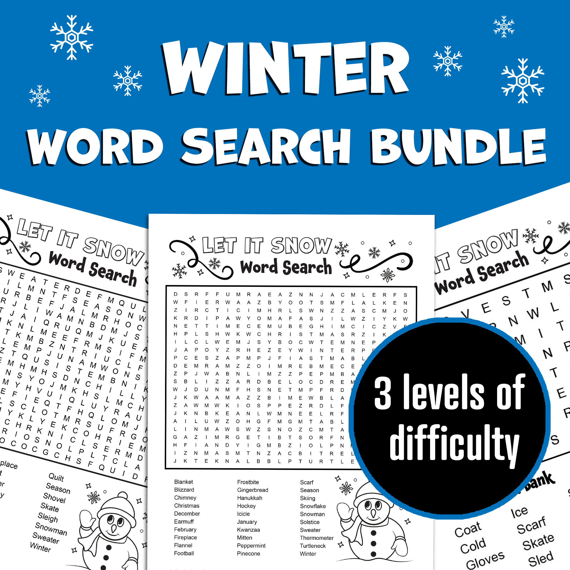BUNDLE Winter Word Search Puzzle Winter Word Games December Activities Wintertime Made By Teachers