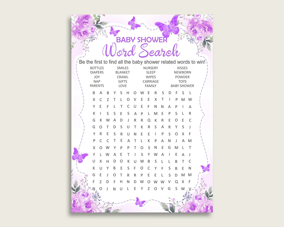 Butterfly Word Search Printable