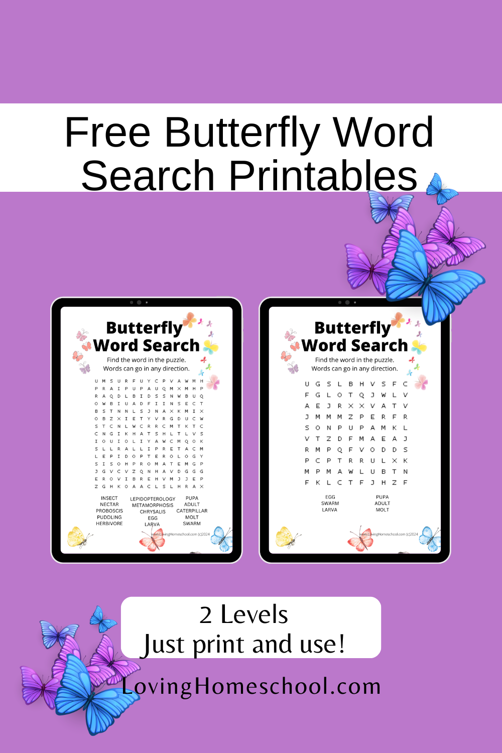 Butterfly Word Search Printables LovingHomeschool Butterfly Word Search Printables LovingHomeschool
