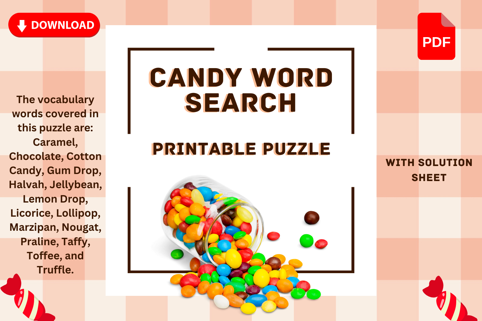 Buy High quality Stock Photo Graphics Fonts Design Templates Candy Word Search Printable Puzzles