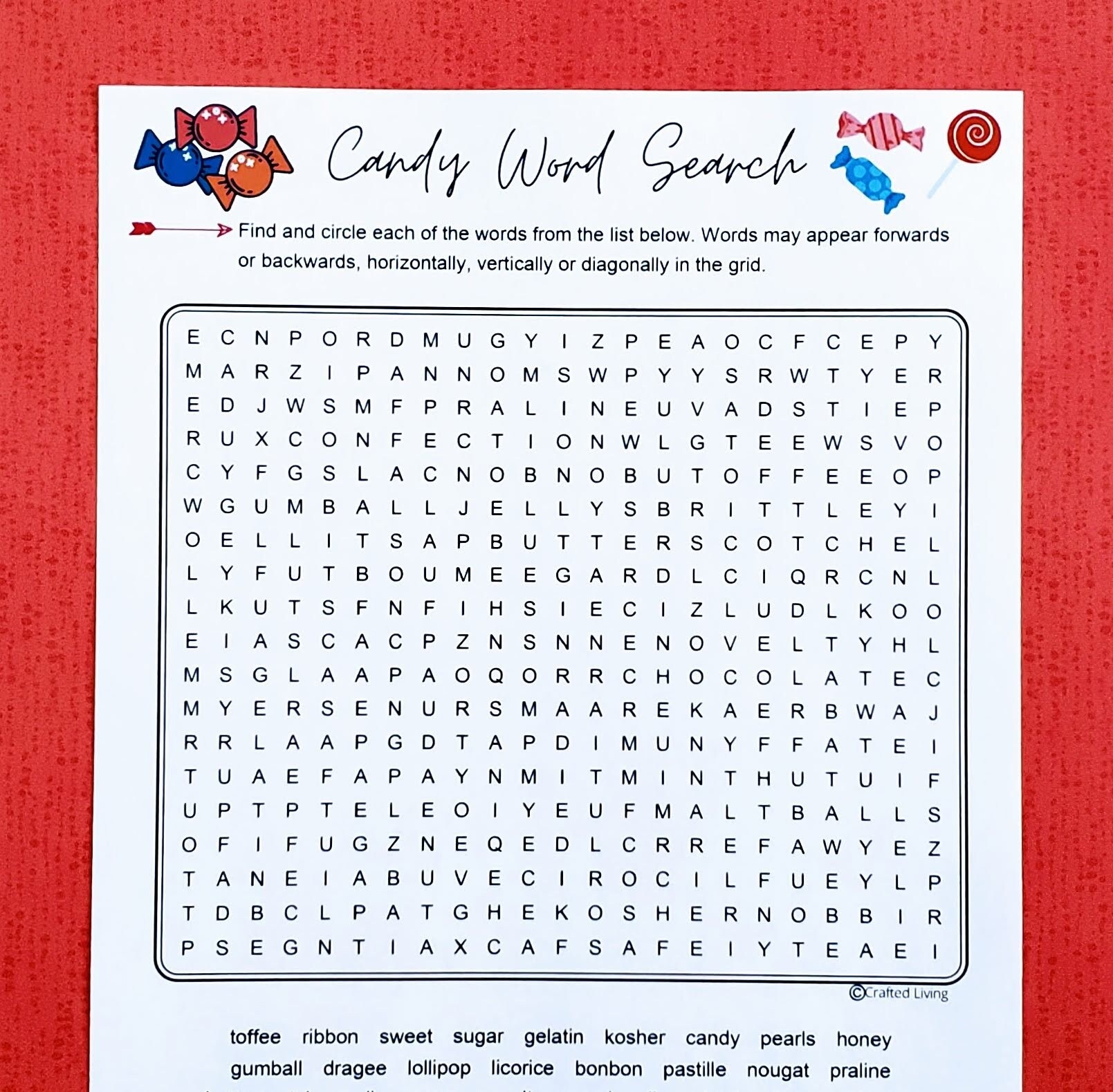 Word Search About Candy