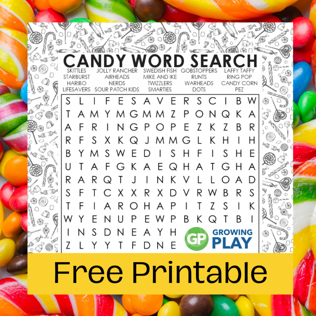 Candy Word Search Free Printable PDF Growing Play